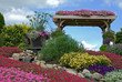rock garden with trellis