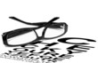 Reading glasses with eye chart