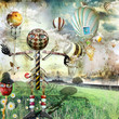 Scarecrows and doll in the grass
