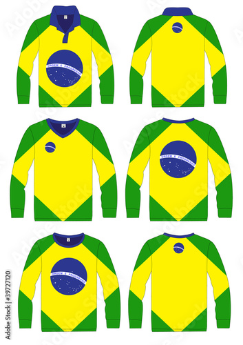 Vector: Shirt Long-sleeved sport in Brazil Flag Shirt Long-sleeved sport in Brazil Flag