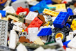 Heap of color plastic toy bricks