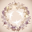 circle of flowers and birds