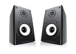 Pair Of Black Loud Speakers Isolated on White Background