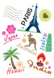 Different country landmark sketch drawing set
