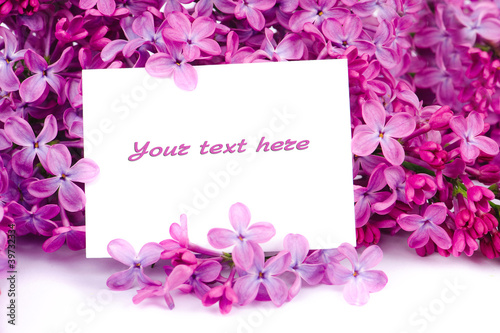 Photo: Lilac flowers with sample text Lilac flowers with sample text