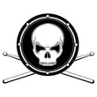 Vector jolly Roger drum skull with drumsticks