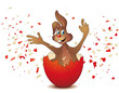 Osterhase aus dem Osterei geschlüpft