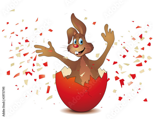 Vektor: Osterhase aus dem Osterei geschlüpft Osterhase aus dem Osterei geschlüpft
