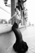 Woman in black white