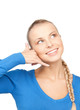 woman making a call me gesture