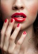 Closeup of woman red  lips