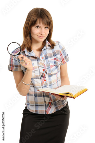Photo: Eye and magnifying glass and book Eye and magnifying glass and book
