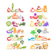 Vector: Healthy food on shelves, sketch for your design Healthy food on shelves, sketch for your design