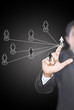 Businessman pushing people Social Network.