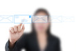 Business lady pushing mail for social network.