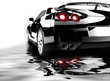Black car reflected