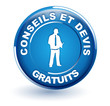 conseils et devis gratuits sur bouton bleu