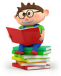 Illustration: little boy reading little boy reading