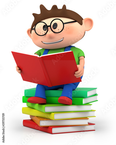Illustration: little boy reading little boy reading