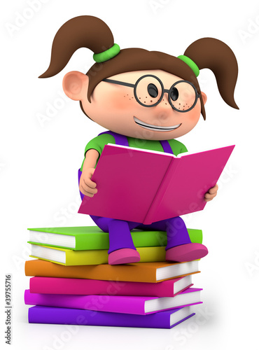 Illustration: little girl reading little girl reading