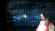 Video: young woman with butterfly on hi-tech backdrop and alpha channel young woman with butterfly on hi-tech backdrop and alpha channel
