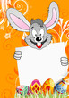 Easter Poster with Eggs, Rabbit and Sheet of Paper