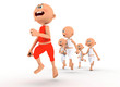 Toon guys running, competition concepts
