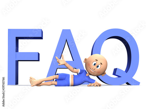 Illustration: FAQ 3d letters and a cute toon guy FAQ 3d letters and a cute toon guy