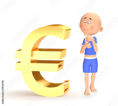Illustration: Euro financial crisis concept. A sad toon guy Euro financial crisis concept. A sad toon guy