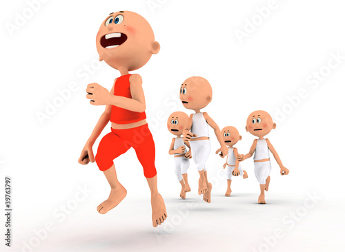 Illustration: Toon guys running, competition concepts Toon guys running, competition concepts