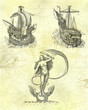 Aphrodite with sailboats illustration