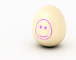 Easter egg with smiling face, on white
