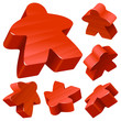 Red wooden Meeple vector set. Symbol of board games. Red wooden Meeple vector set. Symbol of board games.