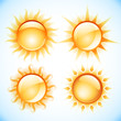 Set of four hot and shining vector suns