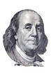 Benjamin Franklin portrait on $100 banknote. Isolated on white. Benjamin Franklin portrait on $100 banknote. Isolated on white.