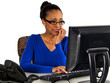 African American female office worker worried or scared