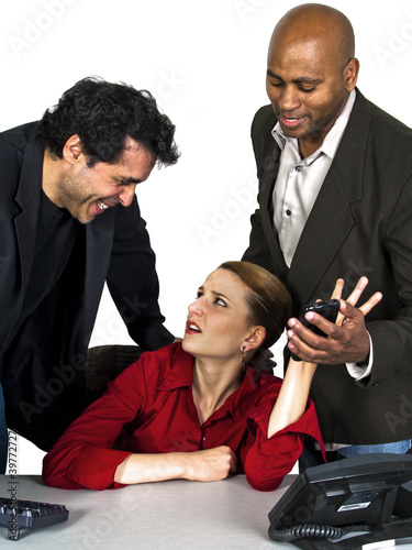 Photo: unwanted advances in the office with white background unwanted advances in the office with white background