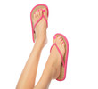 Funny pink sandals on female feet Funny pink sandals on female feet