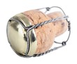 champagne cork over white background