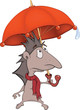 Hedgehog with an umbrella. Cartoon