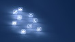 Glowing Mobile App Icons Blue (Two Short Clips)