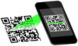Smartphone Scanning QR-Code Scan On Display Green
