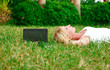 Young beautiful woman lying