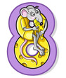 Colorful Number Eight With Cartoon Rat