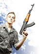 young soldier aiming