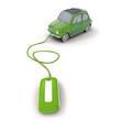 Online vintage car shopping in red