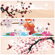 set of oriental banners