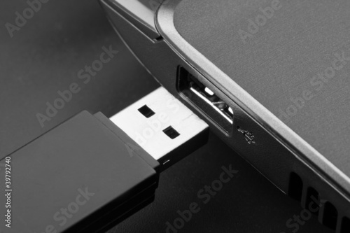 Photo: Plugging removable flash disk Plugging removable flash disk