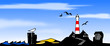 Skyline Nordsee mit blauem Himmel