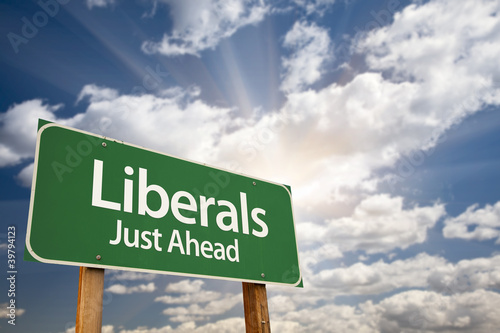 Photo: Liberals Green Road Sign and Clouds Liberals Green Road Sign and Clouds